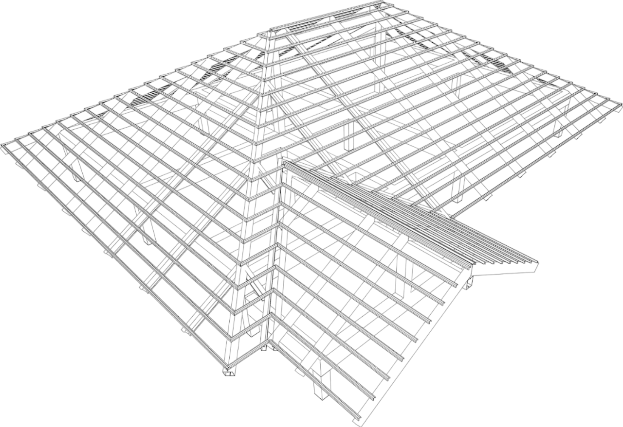 diagram showing the pitch and structure of a residential roof